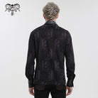 DEVIL FASHION Men's Gothic Faux Leather Splice Chain Shirt