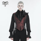 DEVIL FASHION Men's Gothic Feather Swallow-tailed Waistcoat Red