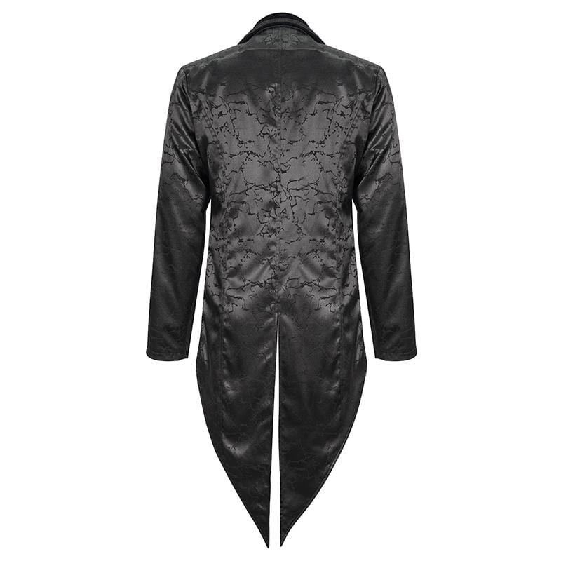 DEVIL FASHION Men's Gothic Floral Swallow-tailed Coat Black