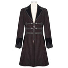 DEVIL FASHION Men's Gothic Floral Zipper Red Coat with Detachable Faux Fur