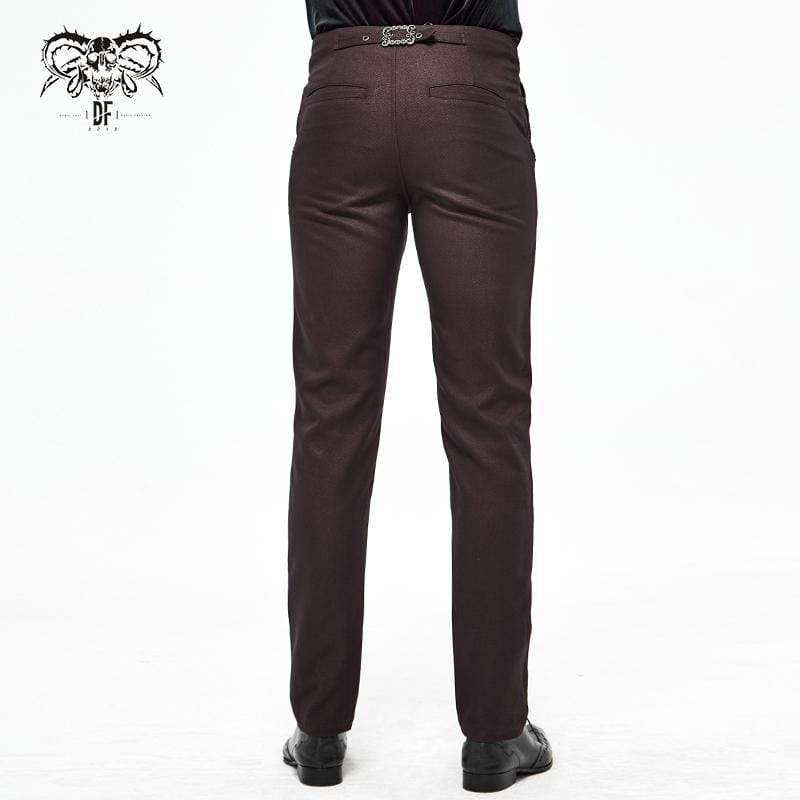 Men's Gothic Front Zip Suit Pants Dark Red