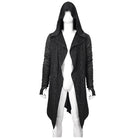 Men's Gothic Irregular Ruched Black Long Jacket with Hood
