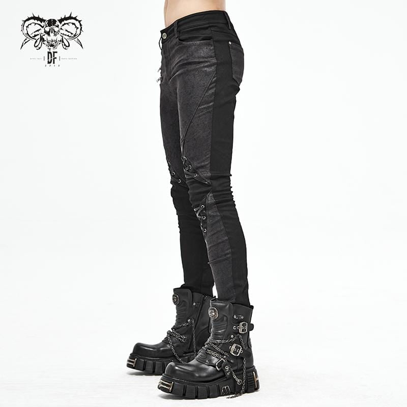 Men's Gothic Lace-Up Side Zip Black Pants