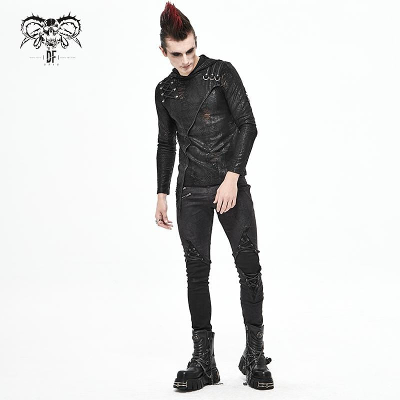 Men's Gothic Lace-Up Side Zip Black Pants