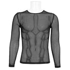 DEVIL FASHION Men's Gothic Long-sleeved Sheer Mesh Shirt