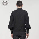 DEVIL FASHION Men's Gothic Puff Sleeved Lace Splice Shirt Black