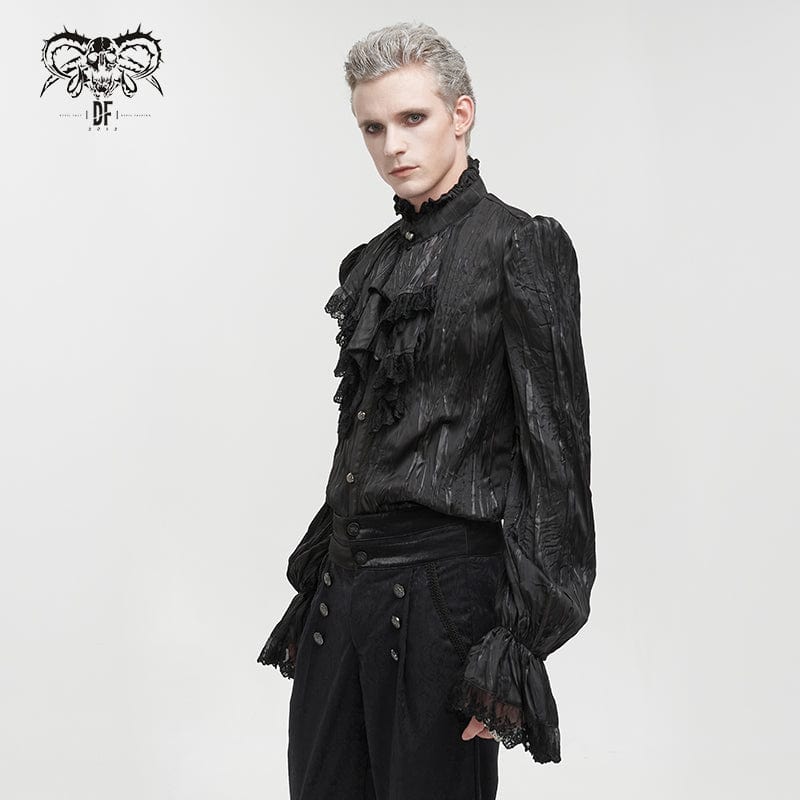 DEVIL FASHION Men's Gothic Puff Sleeved Ruffled Shirt