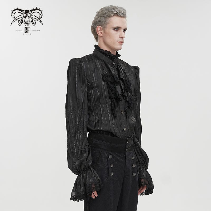 DEVIL FASHION Men's Gothic Puff Sleeved Ruffled Shirt