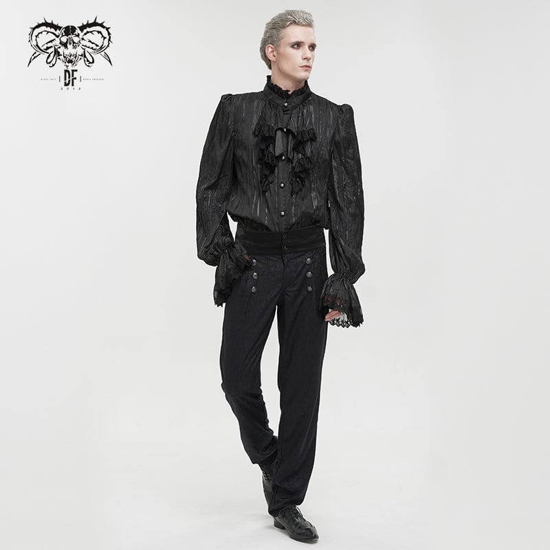 DEVIL FASHION Men's Gothic Puff Sleeved Ruffled Shirt