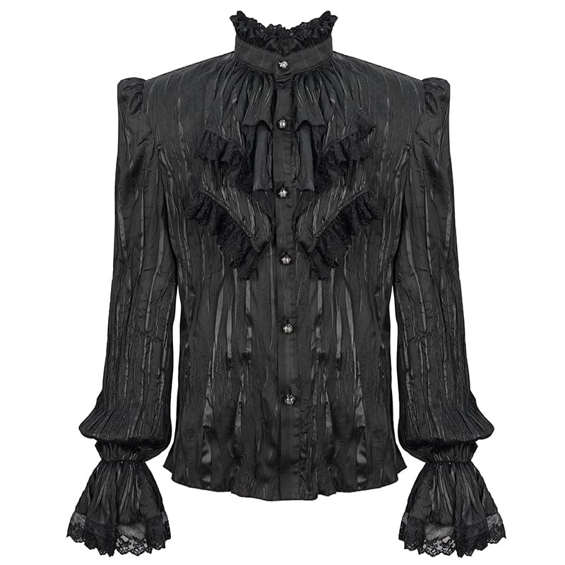 DEVIL FASHION Men's Gothic Puff Sleeved Ruffled Shirt