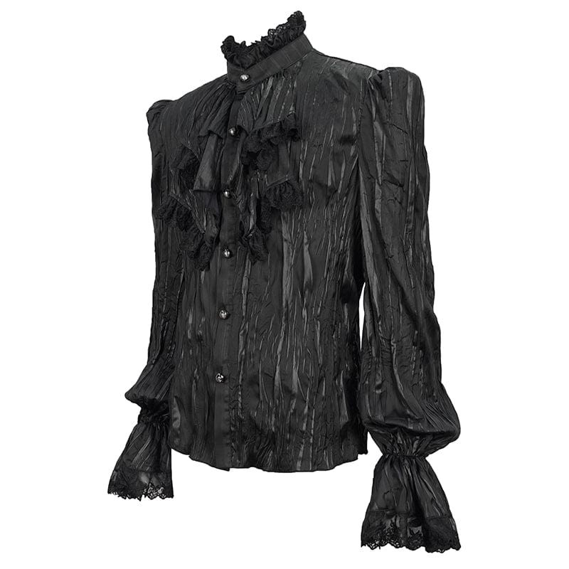 DEVIL FASHION Men's Gothic Puff Sleeved Ruffled Shirt