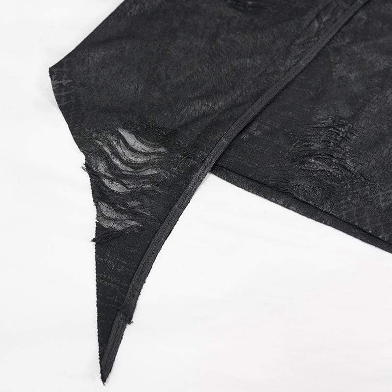 Men's Gothic Punk Irregular Ripped Black Hoodies