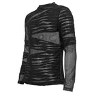 DEVIL FASHION Men's Gothic Ruched Sheer Mesh Shirt