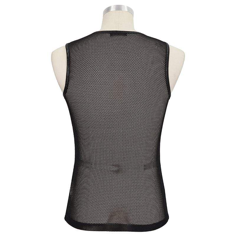 DEVIL FASHION Men's Gothic Sheer Mesh Tank Tops