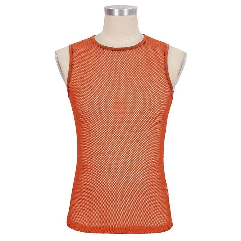 DEVIL FASHION Men's Gothic Sheer Mesh Tank Tops