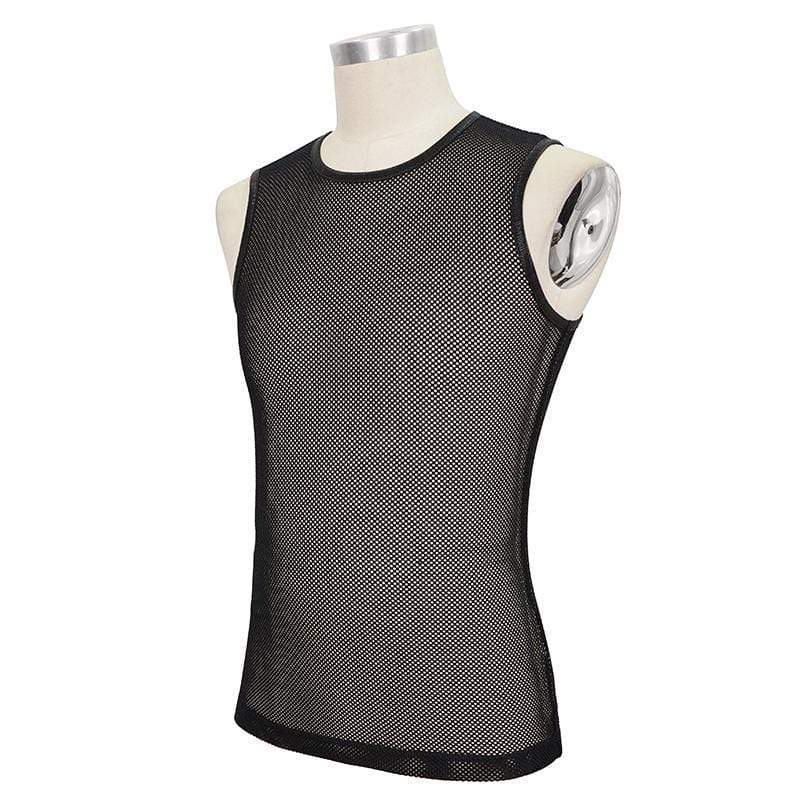 DEVIL FASHION Men's Gothic Sheer Mesh Tank Tops