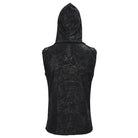 DEVIL FASHION Men's Gothic Skull Mesh Splice Chain Tank Top with Hood