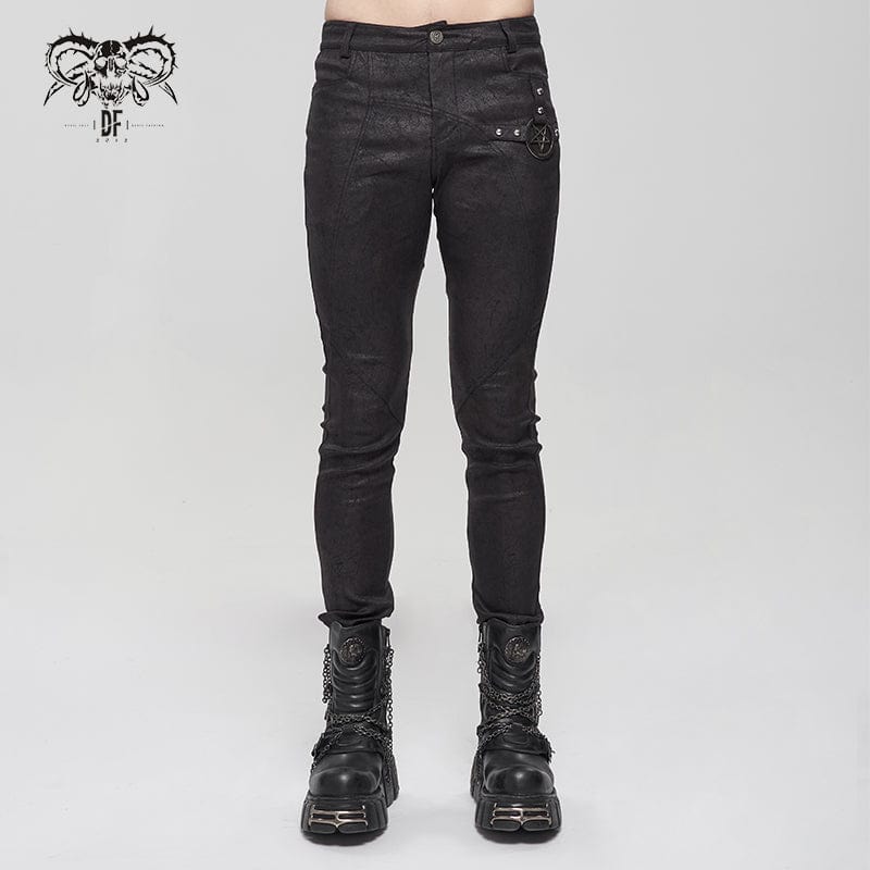 DEVIL FASHION Men's Gothic Slim Fitted Metal Star Pants