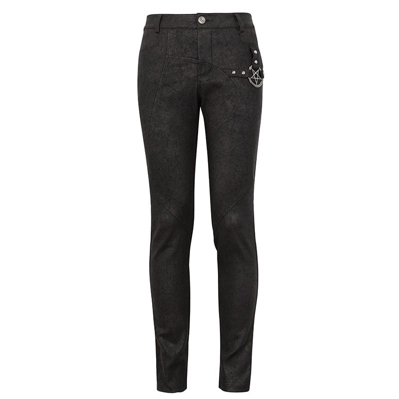 DEVIL FASHION Men's Gothic Slim Fitted Metal Star Pants