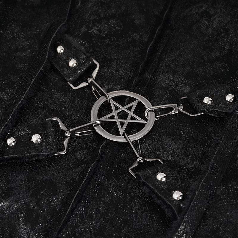 DEVIL FASHION Men's Gothic Stand Collar Buckle Splice Jacket