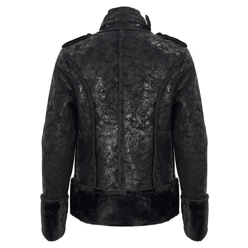 DEVIL FASHION Men's Gothic Stand Collar Buckle Splice Jacket