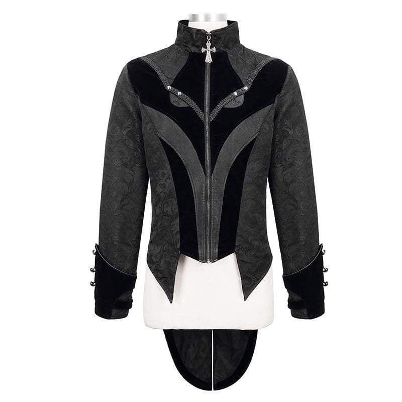 Men's Gothic Stand Collar Cross Zip Tailcoats