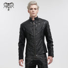 DEVIL FASHION Men's Gothic Stand Collar Distressed Jacket
