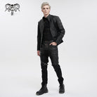 DEVIL FASHION Men's Gothic Stand Collar Distressed Jacket