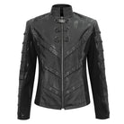 DEVIL FASHION Men's Gothic Stand Collar Distressed Jacket