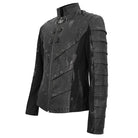 DEVIL FASHION Men's Gothic Stand Collar Distressed Jacket