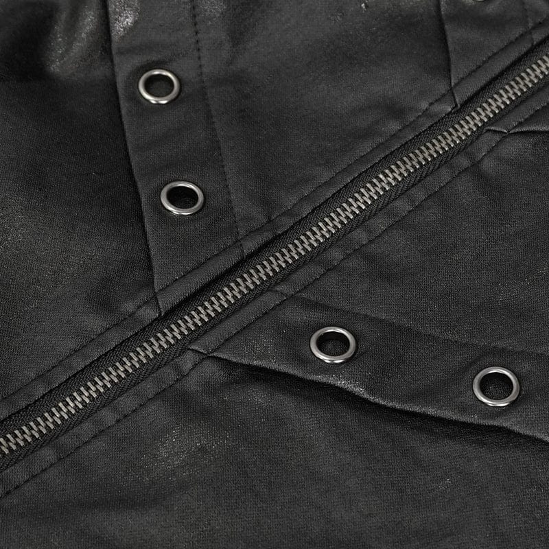 DEVIL FASHION Men's Gothic Stand Collar Distressed Jacket