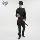 DEVIL FASHION Men's Gothic Stand Collar Embossed Swallow-tailed Coat Black
