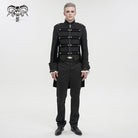 DEVIL FASHION Men's Gothic Stand Collar Embossed Swallow-tailed Coat Black