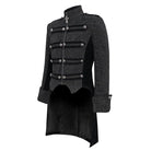 DEVIL FASHION Men's Gothic Stand Collar Embossed Swallow-tailed Coat Black