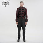 DEVIL FASHION Men's Gothic Stand Collar Embossed Swallow-tailed Coat Red