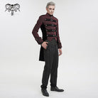 DEVIL FASHION Men's Gothic Stand Collar Embossed Swallow-tailed Coat Red