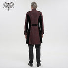 DEVIL FASHION Men's Gothic Stand Collar Embossed Swallow-tailed Coat Red