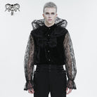 DEVIL FASHION Men's Gothic Stand Collar Lace Sleeved Shirt