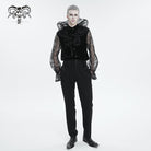 DEVIL FASHION Men's Gothic Stand Collar Lace Sleeved Shirt