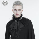 DEVIL FASHION Men's Gothic Stand Collar Lace Splice Necktie Black