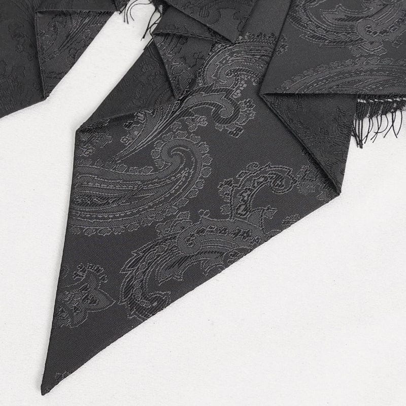 DEVIL FASHION Men's Gothic Stand Collar Lace Splice Necktie Black