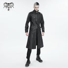 DEVIL FASHION Men's Gothic Stand Collar Split Coat with Strap