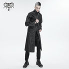 DEVIL FASHION Men's Gothic Stand Collar Split Coat with Strap