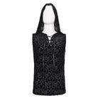DEVIL FASHION Men's Gothic Strappy Floral Printed Tank Top with Hood
