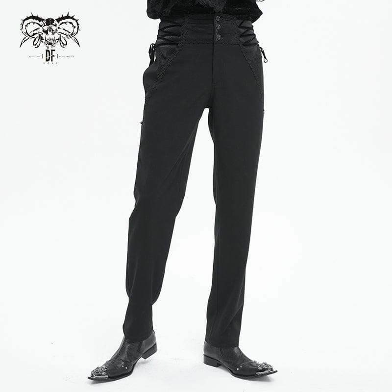 DEVIL FASHION Men's Gothic Strappy High-waisted  Pants