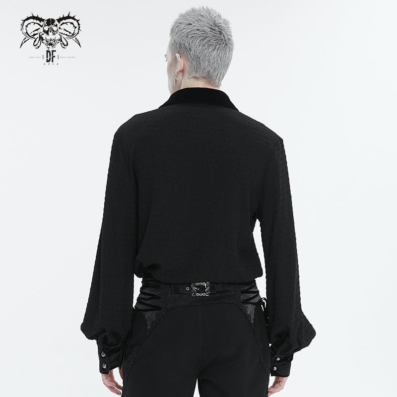 DEVIL FASHION Men's Gothic Strappy Puff Sleeved Shirt