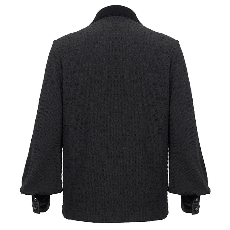 DEVIL FASHION Men's Gothic Strappy Puff Sleeved Shirt