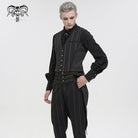 DEVIL FASHION Men's Gothic Stripes Waistcoat Black with Detachable Swallow Tail