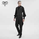 DEVIL FASHION Men's Gothic Stripes Waistcoat Black with Detachable Swallow Tail