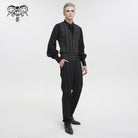 DEVIL FASHION Men's Gothic Stripes Waistcoat Black with Detachable Swallow Tail